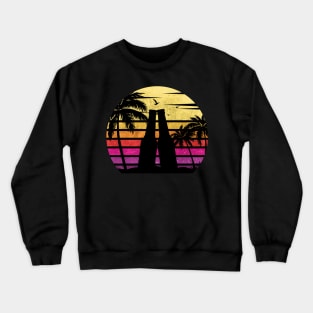 Romantic Retro Sunset Beer Bottles and Palm Trees Crewneck Sweatshirt